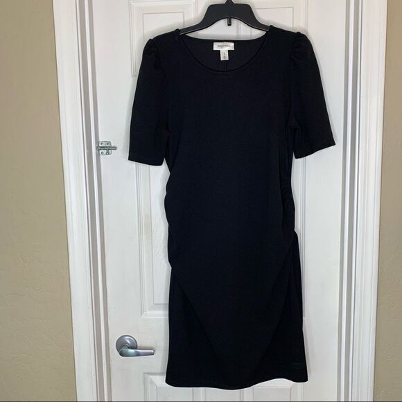 Motherhood Maternity Classic Black Dress Size Large Side Ruching - Picture 1 of 11